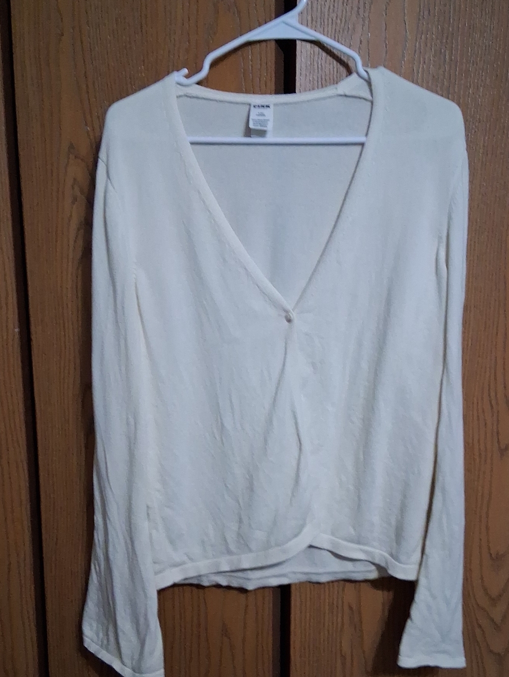 PINK Victoria's Secret Ivory Cream V-Neck One-Button Knit Cardigan Bell Sleeves